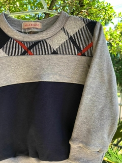 Blusa de Moletinho Salamê - Cinza + Xadrez - comprar online