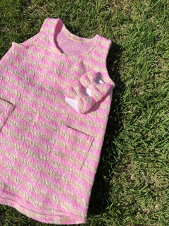Vestido Joana - Tweed Rosa - Bella Bordô Kids