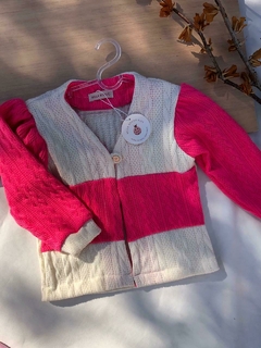 Cardigan Cecília - Rosa + Off White - comprar online