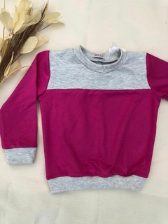 Blusa de Moletinho Salamê - Cinza + Rosa