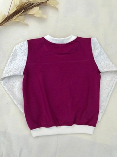 Blusa de Moletinho Salamê - Off + Roxo - Bella Bordô Kids
