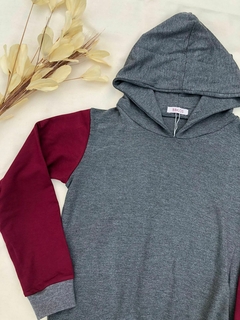 Blusa de Moletinho Salamê - Chumbo + Bordô na internet