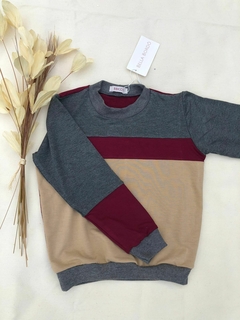 Blusa de Moletinho Salamê - Chumbo + Bege - comprar online