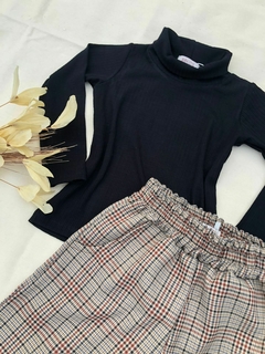 Calça Wide - Xadrez Marrom