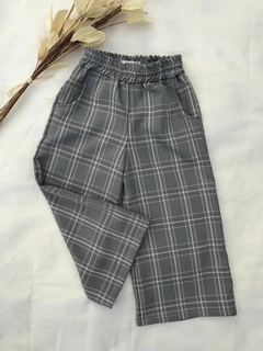 Calça Wide - Xadrez Cinza