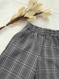 Calça Wide - Xadrez Cinza - Bella Bordô Kids