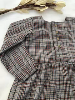 Vestido Melina - Xadrez Marrom - Bella Bordô Kids