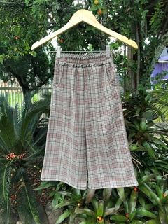 Calça Wide - Xadrez Marrom - comprar online