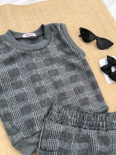 Conjunto Colete + Saia Xadrez - Bella Bordô Kids