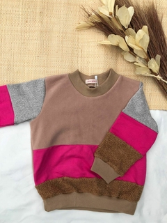 Blusa de Moletinho Salamê - Bege + Rosa