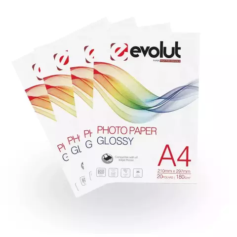 PAPEL FOTOGRÁFICO A4 GLOSSY 180G BRILHO PREMIUM C 20 FLS