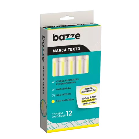 MARCA-TEXTO NEON AMARELO BAZZE CAIXA C/12 UN