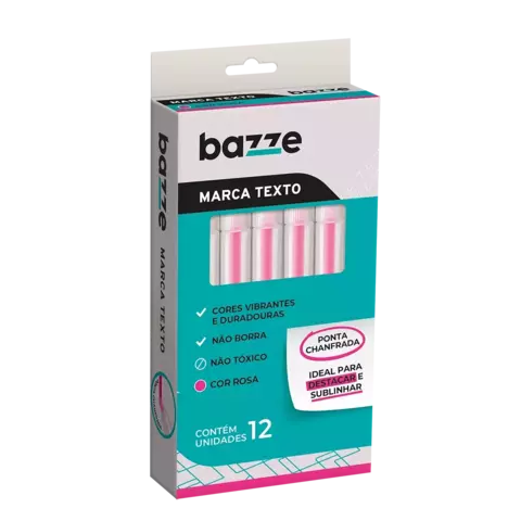 MARCA-TEXTO NEON ROSA CAIXA C/12 UN