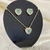 Conjunto coração verde com borda cravejada - ouri - comprar online