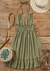 Imagem do Mini vestido de cabeçada com alça dupla feminino, vestido casual, decote V, li
