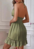 Imagem do Mini vestido de cabeçada com alça dupla feminino, vestido casual, decote V, li