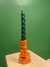 Castiçal de Cerâmica Artesanal Laranja com Vela Verde