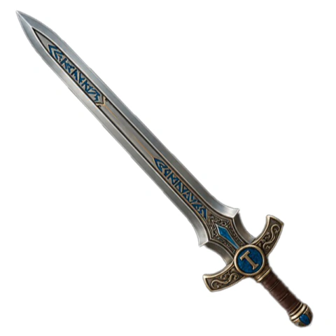 Espada Super Thomas 3D Lendária Decorativa Azul e Dourada Personalizada