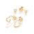 Kit brinco meia argola coração e solitário banhado a ouro 18k com zirconias branco