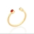 Anel ajustável folheado a ouro com zircônia e cristal branco com vermelho - comprar online