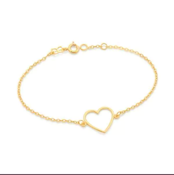 Pulseira com coração folheada a ouro