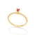 Anel solitário folheado a ouro 18k com zircônias branco e rosa