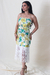 Vestido crochet con estampados y flecos