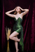 Vestido mini strapless verde metálico