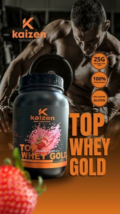 TOP WHEY GOLD CONCENTRADO | SABOR MORANGO | 900G