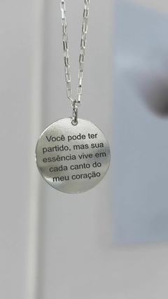 Medalha redonda personalizada fotogravação e frase Prata 925 - loja online