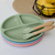 Kit Talher Silicone e Bambu Buba - Verde - Letoy