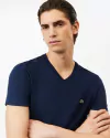 Remera Lisa de Pima Cuello V Lacoste