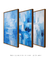 Conjunto de 3 Quadros Decorativos Abstrato Azul Água - Garagem dos Quadros