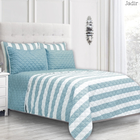 Colcha Edredona Lineas Azul Bebe