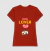 T-shirt vermelha feminina com estampa divertida de um cachorro e a frase "DOG LOVER".