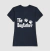 Camisa azul feminina com a inscrição "The Dogfather" e patas de cachorro em branco.
