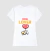 T-shirt branca feminina com estampa divertida de um cachorro e a frase "DOG LOVER".