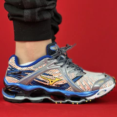 MIZUNO PROPHECY 1 CINZA AZUL MARINHO LOGO LARANJA IMPORTADO PREMIUM