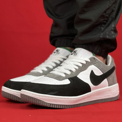NIKE CINZA/PRETO/BRANCO AIR FORCE 1 COURO