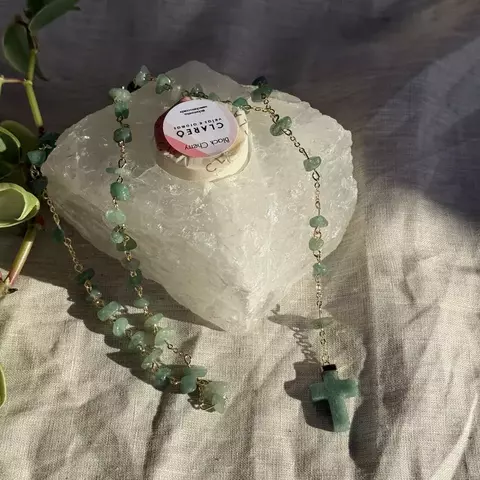 Porta Velas + Terço em Pedra Natural