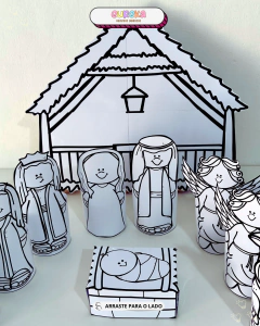 Presépio de Mesa 3D para Colorir - Eureka Recursos Didaticos