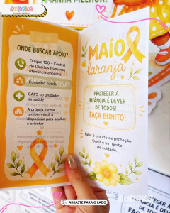 Imagem do Folder e Livrinho Maio Laranja