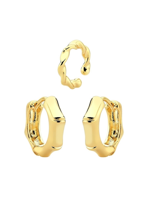 Dupla Argola com Piercing Fake