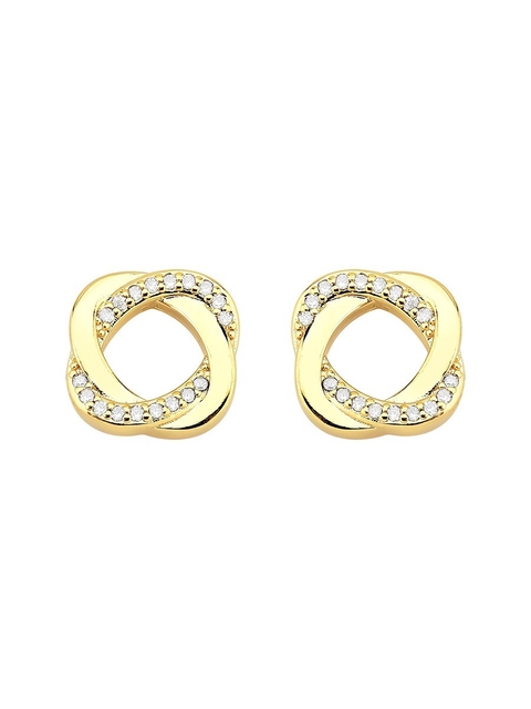 Brinco entrelaçado liso cravejado com zircônias