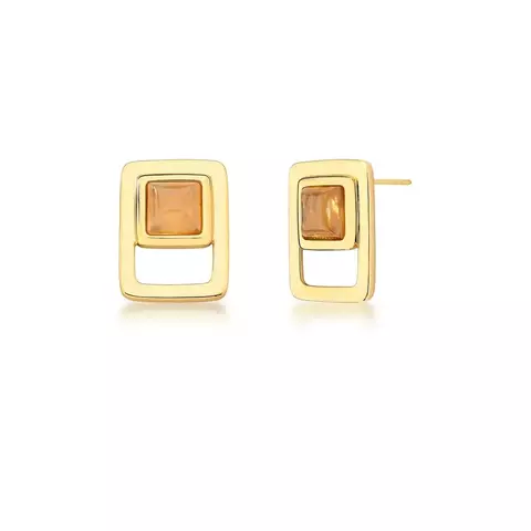 Conjunto Geométrico Quartzo Caramelo Luxe (pulseiria, colar e brinco) - comprar online