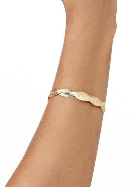 Pulseira malha fina dupla entrelaçada