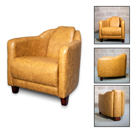 Poltrona Xangai Couro Legitimo Luxo Sala De Estar Escritório