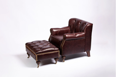 Poltrona Malbec + Puff Rodizio Bronze Modelo Original Inglês