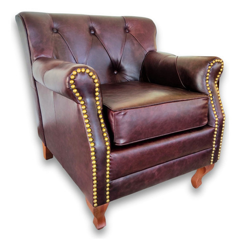 Poltrona Cabernet Couro Legitimo Luxo Sala Escritório Decora