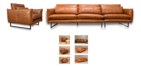 Sofá Ibiza Com Poltrona Couro Legitimo Sala Estar Decoração